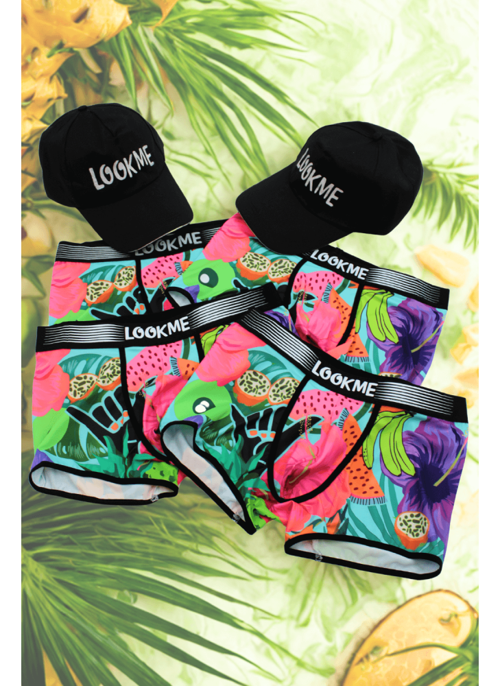 Pack 4 Boxer LM2402-67SWE LOOKME + 2 Casquettes Offertes
